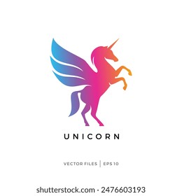 unicorn pegasus horse winged sign logo design