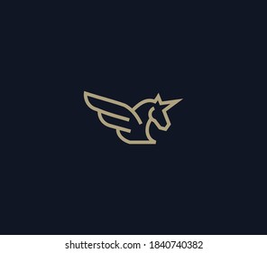 unicorn pegasus logo design icon