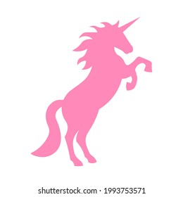 Unicorn Pink Cartoon Silhouette Isolated On Stock Vector (Royalty Free ...