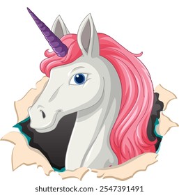 Un unicornio con melena rosa rompe el papel