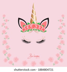 unicorn pink rose gold vector