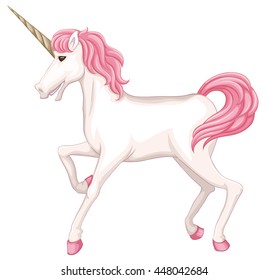 Unicorn with pink tail illustration
