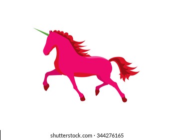 unicorn pink vector on white