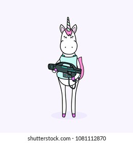 Unicorn plays lasertag