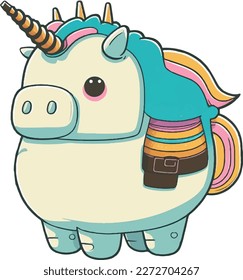 Unicorn Plump Clipart in Cute Cartoon Style Beautiful Clip Art Unicorn Fat