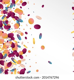 Unicorn Polka Independence Grey Background. Colored Celebration Round Invitation. Fun Design. Holographic Happy Backdrop.