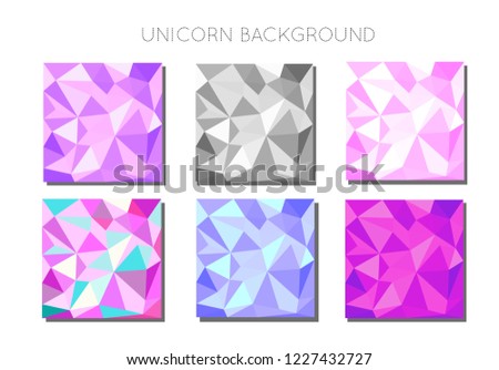Unicorn Polygonal Background set, Low poly style,  Design Templates
