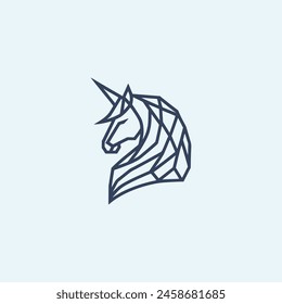unicorn polygonal line logo vector illustration template design