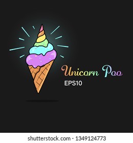 Unicorn poo ice cream isolated vector illustration