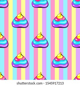 unicorn poop seamless vector pattern. Texture for fabric, wrapping, wallpaper. Decorative print.