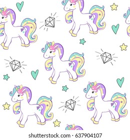 unicorn pop art seamless pattern