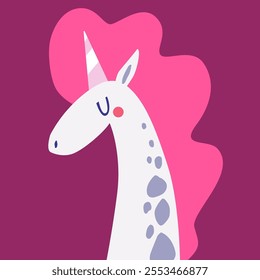 Unicorn portrait in cartoon style. Vector illustration