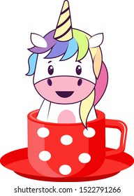 Unicorn in pot, illustration, vector on white background.