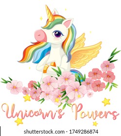 Unicorn power sign on white background illustration