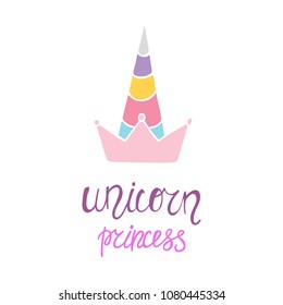 Unicorn princess colorful illustration. Made by trace from sketch.