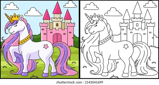 Página de color de princesa de unicornio 