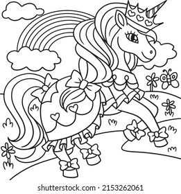 Unicorn Princess Coloring Page For Kids