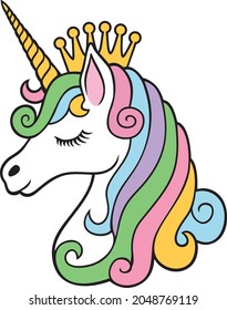 Unicorn princess with crown color 