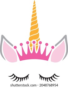 Unicorn princess with crown vector