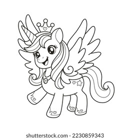 Unicorn printable coloring page illustration