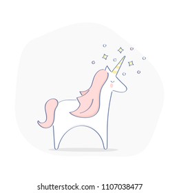 Unicorn, Privately Held Startup Company Valued At Over $1 Billion Concept, Mythical Animal Representing The Statistical Rarity Of Successful Ventures. Pink Magic Unicorn With Flying Stars.