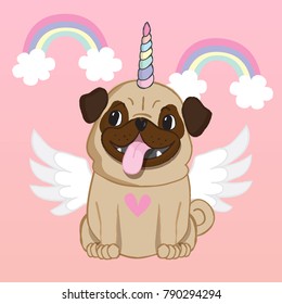 Unicorn Pug with wings