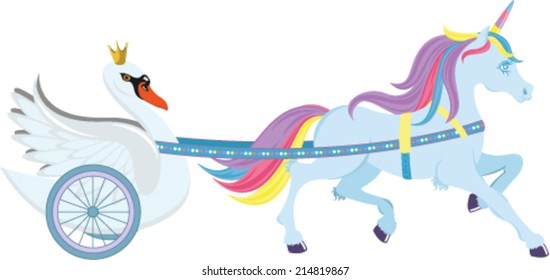 Unicorn Pulling Swan Carriage