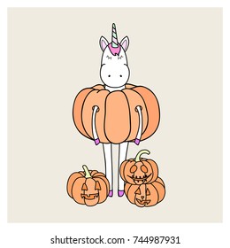 Unicorn in pumpkins costume