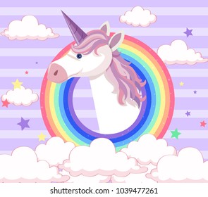 Unicorn with purple horn illustration