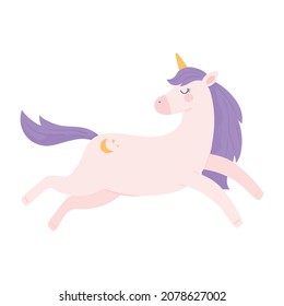 unicorn with purple mane icon flat