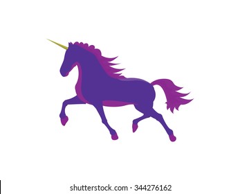 Unicorn Purple Vector On White