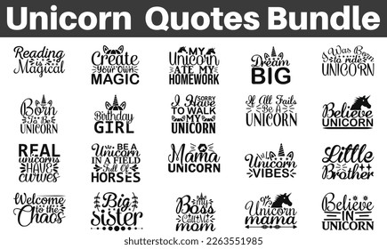 Unicorn Quotes Bundle,  Quotes about Unicorn, Unicorn Quote, Magical saying eps files, SVG bundle of Magical, svg