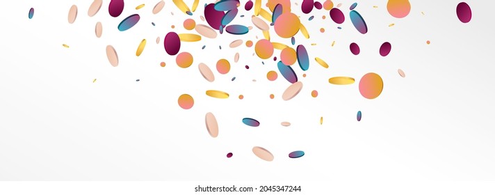 Unicorn Rain Decoration Panoramic Grey Background. Colored Independence Circle Illustration. Vector Texture. Gradient FallingFestive Invitation.