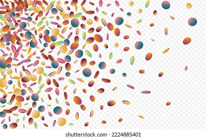 Unicorn Rain Transparent Transparent Background. Rainbow Celebrate Confetti Background. Christmas Postcard. Hologram Top Backdrop.
