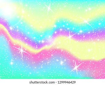 Unicorn Rainbow Background Holographic Sky Pastel Stock Vector (Royalty ...