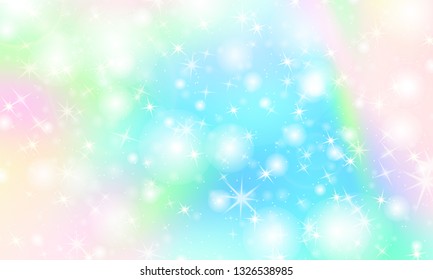 Unicorn Rainbow Background Holographic Sky Pastel Stock Vector (Royalty ...