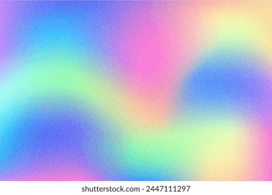 Unicorn rainbow background with magic holographic texture. Liquid fantasy gradient wallpaper with pink and turquoise iridescent splashes. Vector neon abstract print