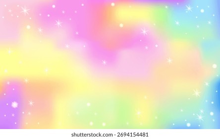Unicorn rainbow background with pastel gradient. Princess magic background with sparkle
