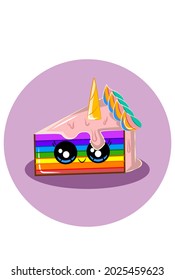 Unicorn rainbow cake vector illustration