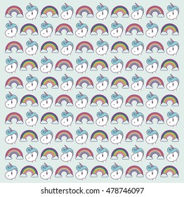 unicorn rainbow cloud horse horn cartoon magic fantasy icon. Colorful design. Vector illustration