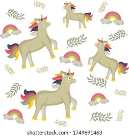 Unicorn, rainbow, clouds3