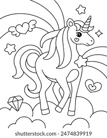 Einhorn Regenbogen Färbung Seite Illustration