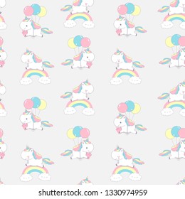 Unicorn Rainbow Cool Dream Seamless Pattern