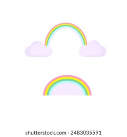 Unicorn rainbow . Cute kids style. Hand drawn vector illustration of a cute funny unicorn, cloud.  Isolated objects on white background. 