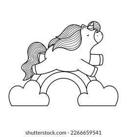 unicorn with rainbow doodle style