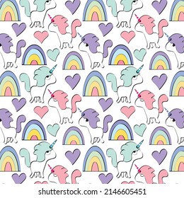 Unicorn-Regenbogenherzen, Pastellmuster
