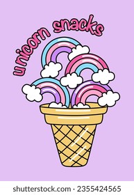 UNICORN RAINBOW ICE CREAM ILLUSTRATION