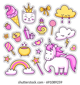 Magic Unicorn Alpaca Kitten Jellyfish Cute Stock Vector (Royalty Free ...