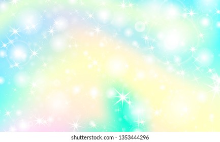 Unicorn rainbow. Mermaid background. Fantasy galaxy. Unicorn stars. Vector illustration.