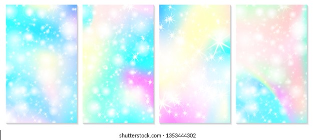 Unicorn rainbow. Mermaid background. Fantasy galaxy. Unicorn stars. Vector illustration.
